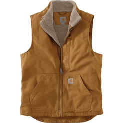 Carhartt Loose Fit Washed Duck Sherpa-Lined Mock-Neck Vest - Men's