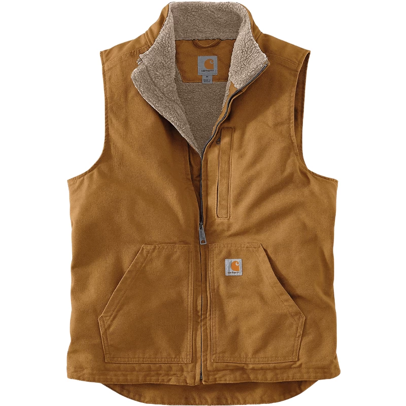 Carhartt Loose Fit Washed Duck Sherpa-Lined Mock-Neck Vest - Men's