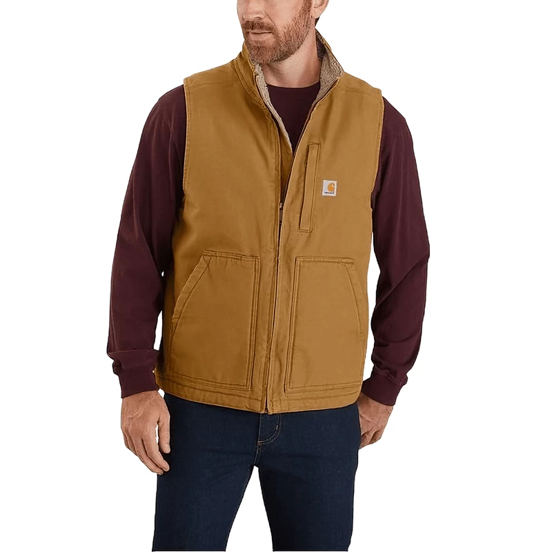 Carhartt Loose Fit Washed Duck Sherpa-Lined Mock-Neck Vest - Men's - Image 2