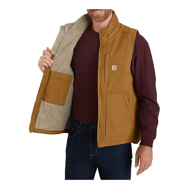 Carhartt Loose Fit Washed Duck Sherpa-Lined Mock-Neck Vest - Men's - Image 3